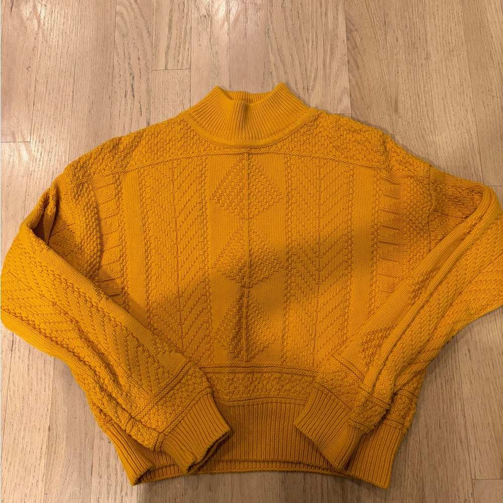 Vintage Lizsport Petite Gold Mustard Sweater Crop Small
